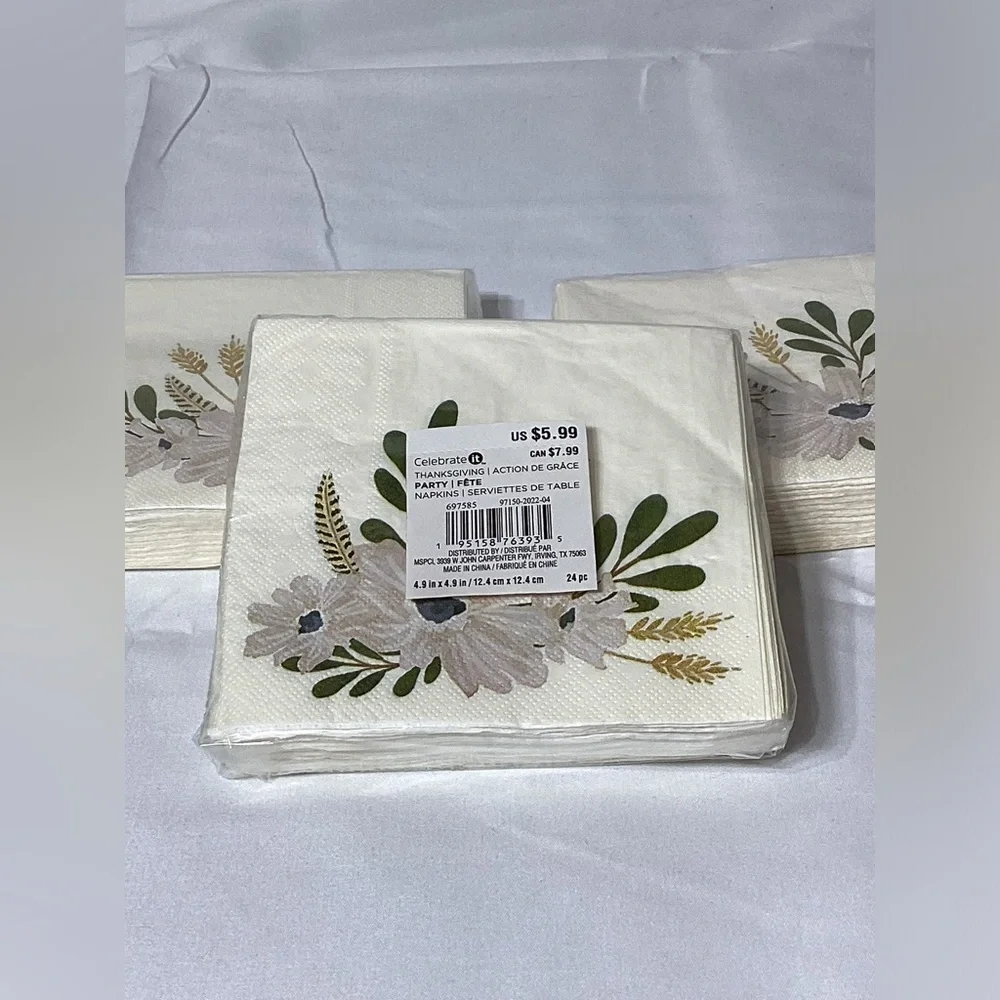 Celebrate It Set of 3 4.9 in by 4.9 in Floral Napkins - 72 total